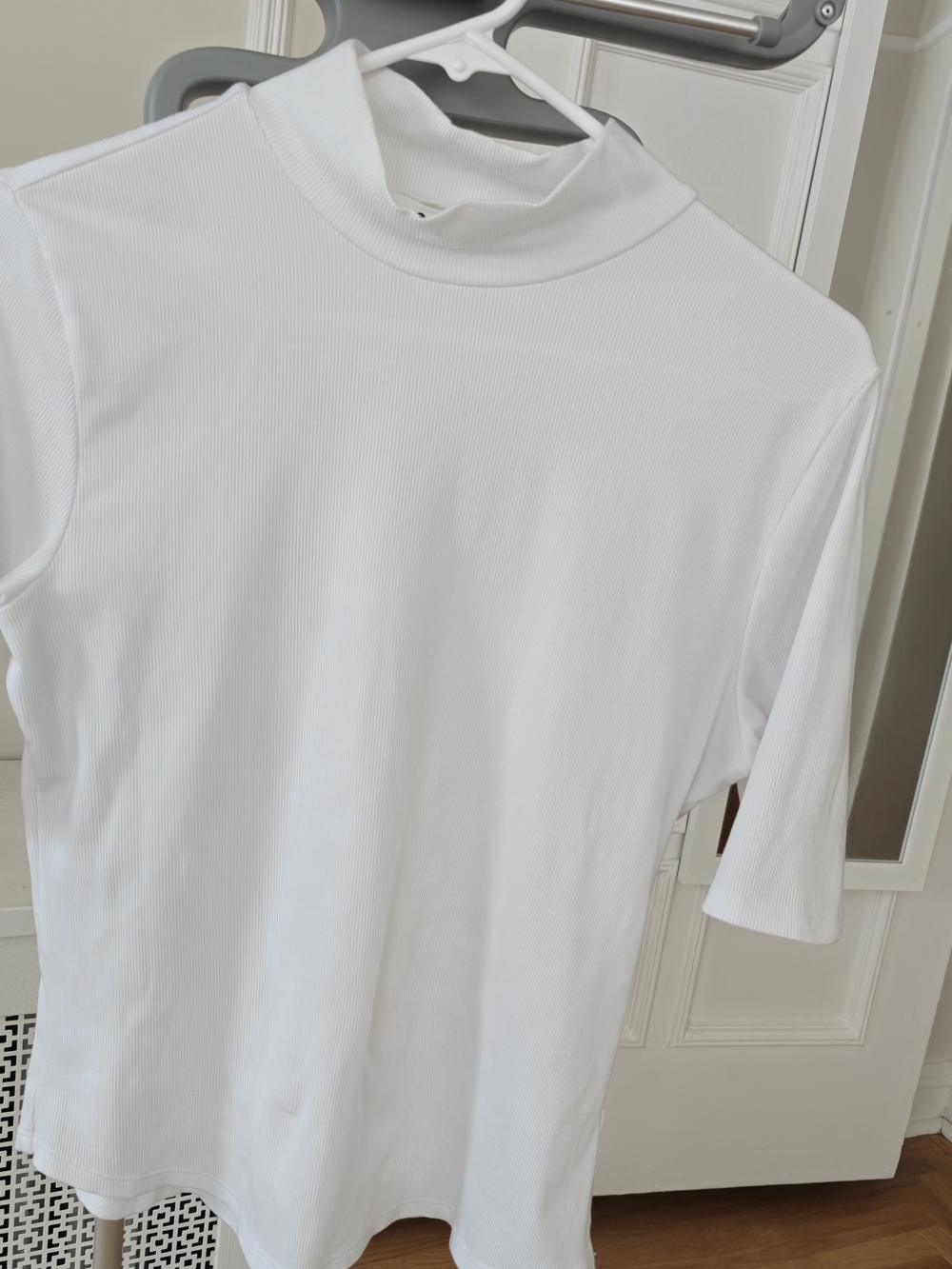 Classic White Mock Neck Ribbed Top